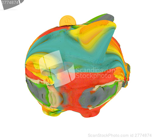 Image of Piggy bank of colorful strokes