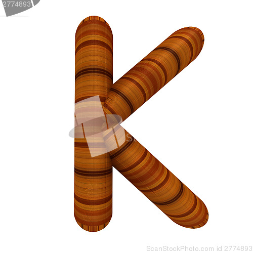 Image of Wooden Alphabet. Letter "K" on a white