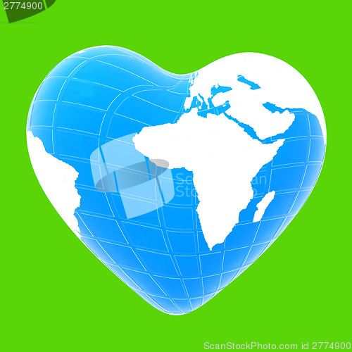 Image of 3d earth to heart symbol