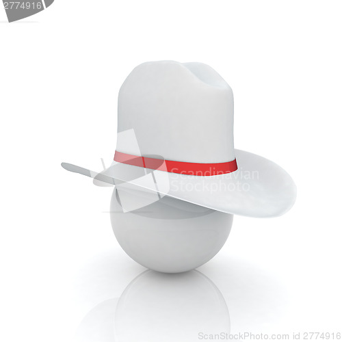 Image of 3d white hat on white ball. Sapport icon