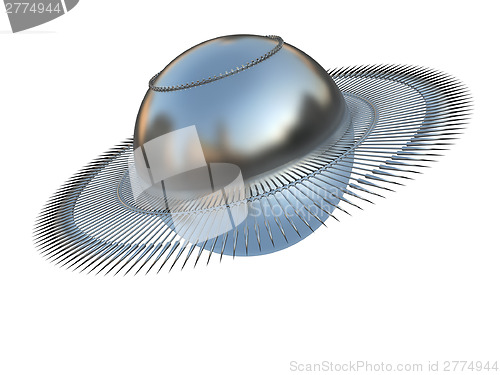 Image of 3d fantastic object with the ball in the middle