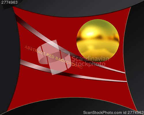 Image of Abstract red background with golden sphere