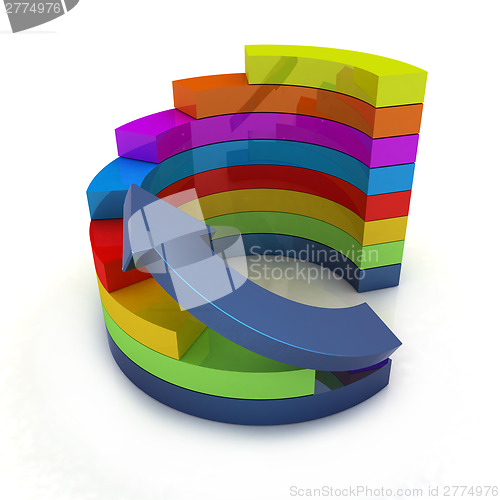 Image of 3d colorful abstract diagram and arrow