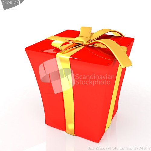 Image of Red gift with gold ribbon
