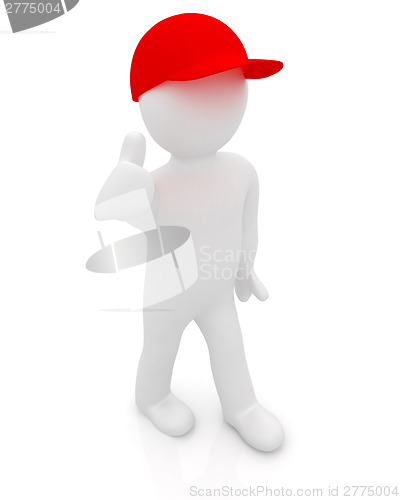 Image of 3d man in a red peaked cap with thumb up 