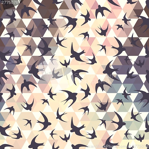 Image of swallow and hexagons