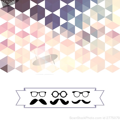 Image of mustache with glasses and hexagons triangles