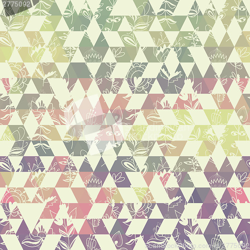 Image of pattern geometric with triangle and plant elements