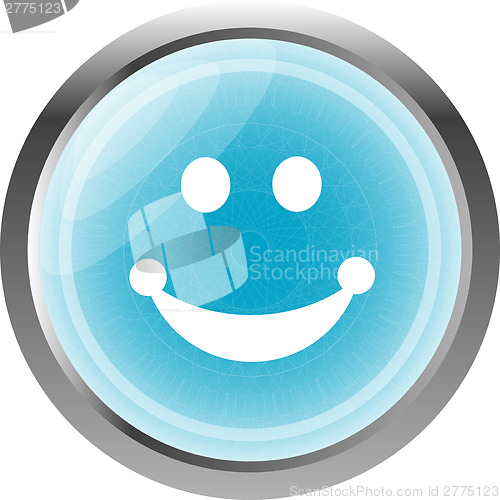 Image of Smile icon glossy button isolated on white