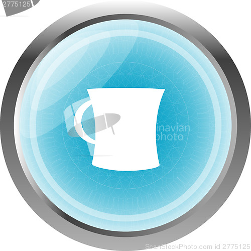 Image of coffee cup button icon isolated on white