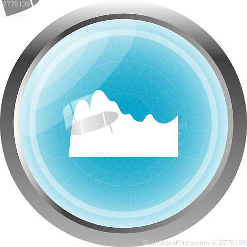 Image of mountain on glossy web icon isolated on white background