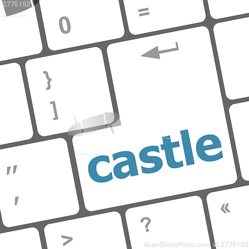 Image of Modern computer keyboards enter keys with castle word