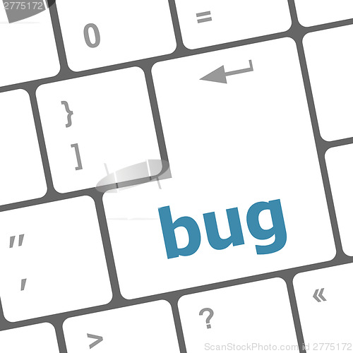 Image of Computer keyboard with bug key. business concept