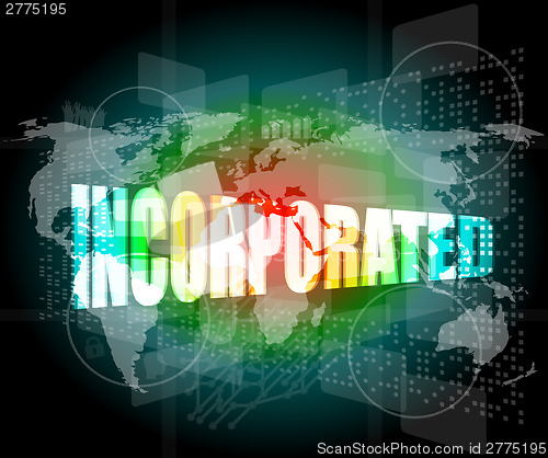 Image of incorporated word on digital touch screen