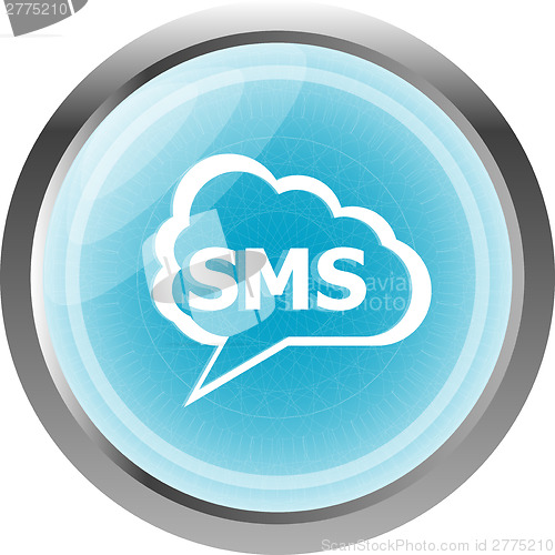 Image of sms glossy web icon isolated on white background