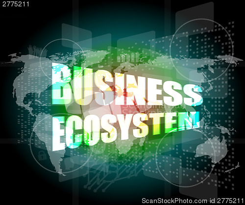 Image of business ecosystem words on digital touch screen