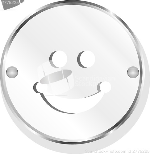 Image of Smile icon glossy button isolated on white