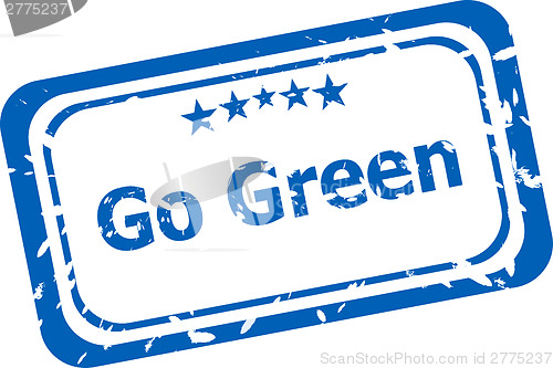 Image of go green grunge rubber stamp isolated on white