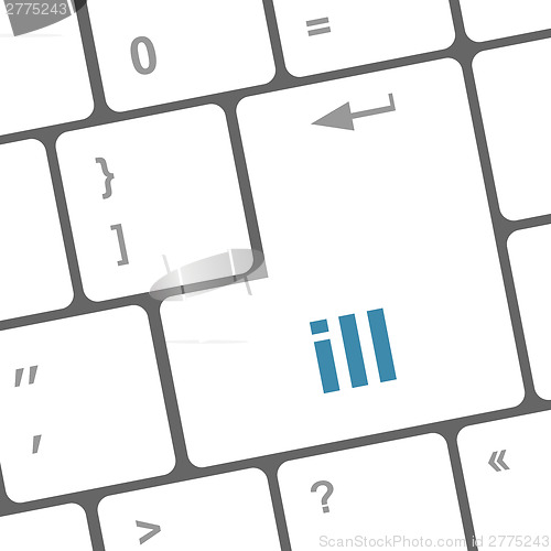 Image of computer keyboard with word ill on enter button