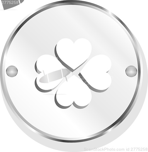 Image of button with heart set sign, icon isolated on white