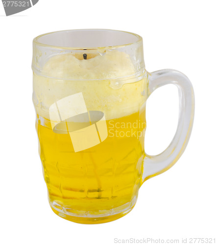 Image of beer mug with froth isolated on white background 