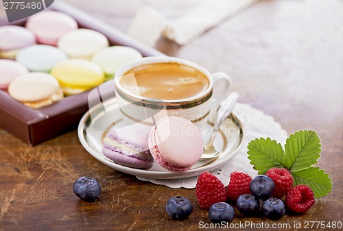 Image of Coffee and French macaroons