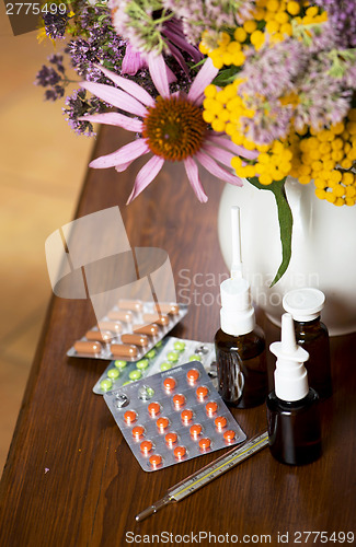 Image of Still life from medicinal herbs and medicines