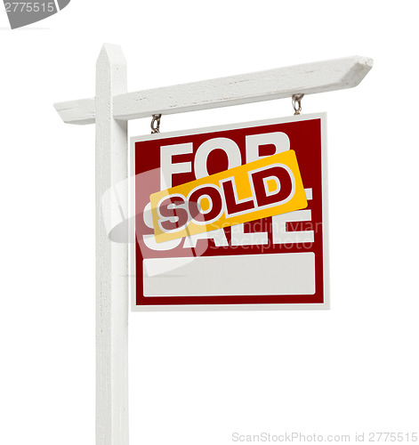 Image of Sold For Sale Real Estate Sign with Clipping Path