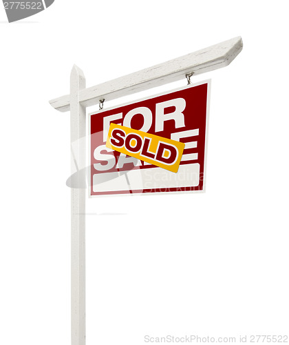 Image of Sold For Sale Real Estate Sign with Clipping Path