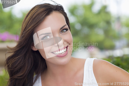 Image of Pretty Mixed Race Girl Portrait Outdoors