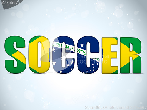Image of Brazil 2014 Soccer with Brazilian Flag