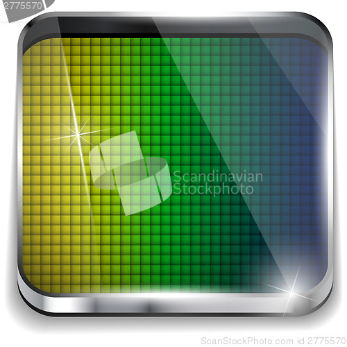 Image of Brazil Flag Square Yellow Green Blue Background