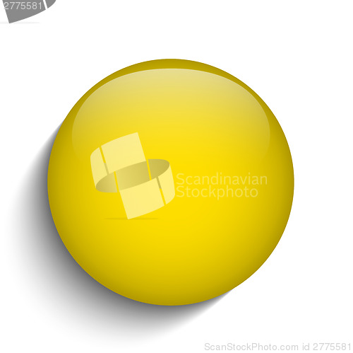 Image of Yellow Glass Circle Button on White Background