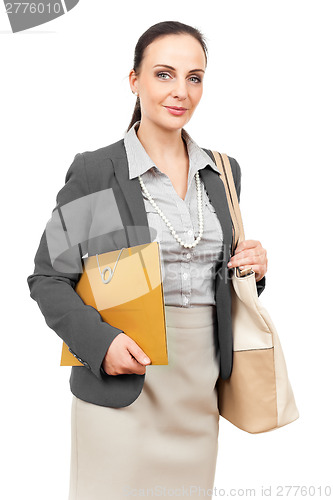 Image of business woman with an orange binder