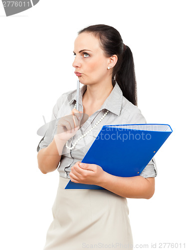 Image of business woman with a blue binder