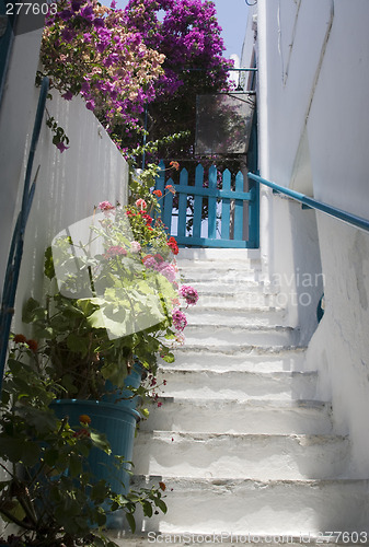 Image of staircase with flowers