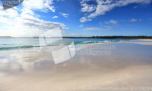 Image of Beach with cloud reflections