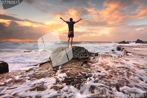 Image of Zest Life, Praise God, Love Nature, Sunrise turbulent seas arms 