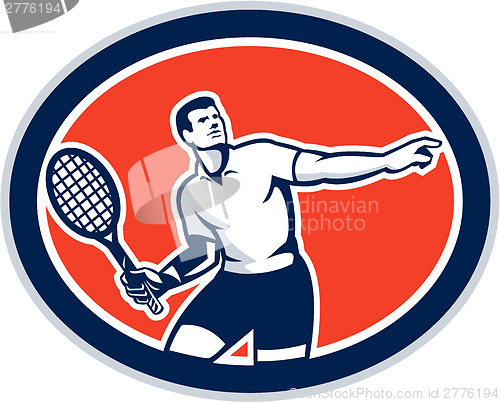 Image of Tennis Player Racquet Oval Retro