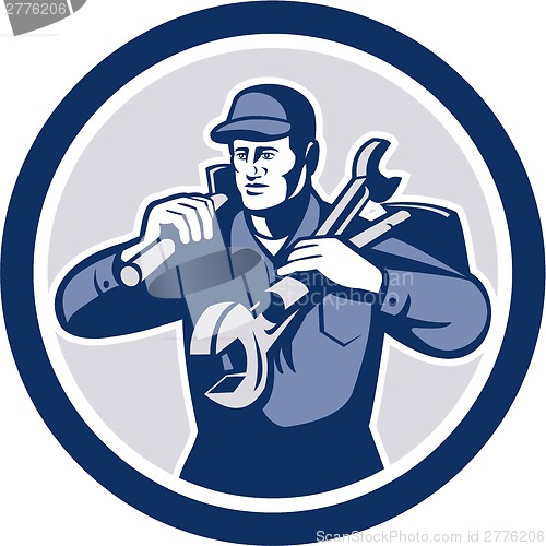 Image of Handyman Repairman Spanner Wrench Spade Retro