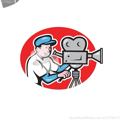 Image of Cameraman Vintage Film Movie Camera Cartoon