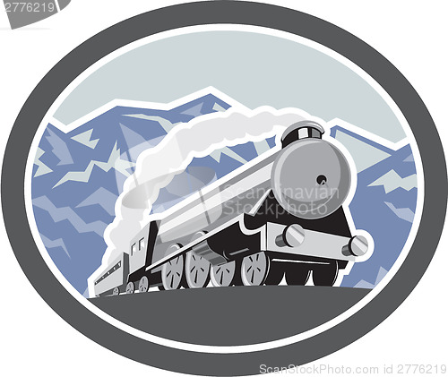 Image of Steam Train Locomotive Mountains Retro