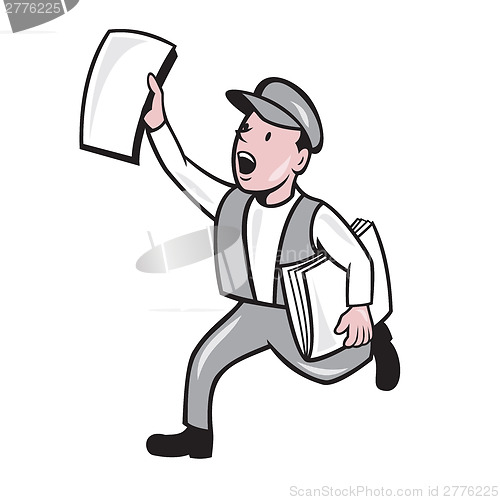 Image of Newsboy Selling Newspaper Isolated Cartoon