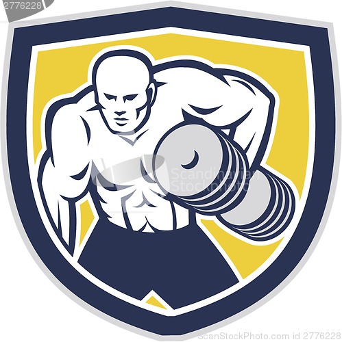 Image of Strongman Lifting Dumbbells Front Shield Retro