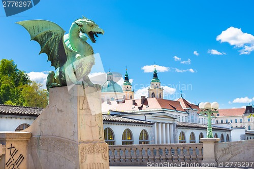 Image of Dragon bridge, Ljubljana, Slovenia, Europe.