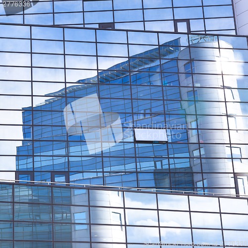 Image of Modern facade of glass and steel.