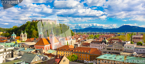 Image of Panorama of Ljubljana, Slovenia, Europe.