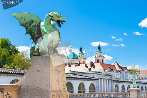 Image of Dragon bridge, Ljubljana, Slovenia, Europe.