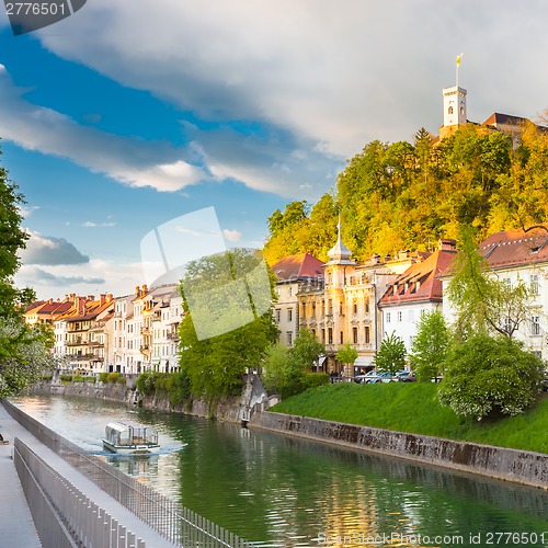 Image of Medieval houses of Ljubljana, Slovenia, Europe.