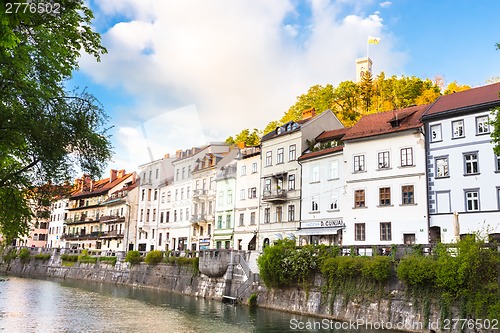 Image of Medieval houses of Ljubljana, Slovenia, Europe.